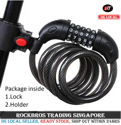 SG Delivery Bicycle number lock chain lock cable lock 5 Digit combine lock