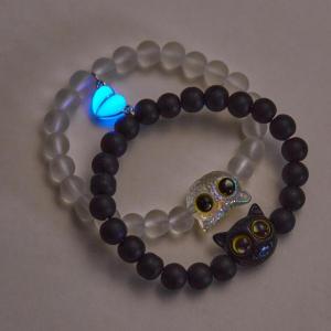 Blue Eyed Cat Love Night Light Magnetic Bead Couple Bracelet Love Fluorescence Clear