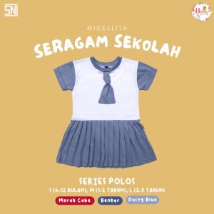 Micellita - Stelan / Dress Seragam Anak Series Polos (Usia 6-36 Bulan)