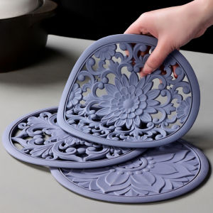 3pcs/Set Silicone Tableware Mat Vintage Hollow Carving Silicone Pad Heat-insulated Bowl Cup Pot Placemat Home Table Decor2026