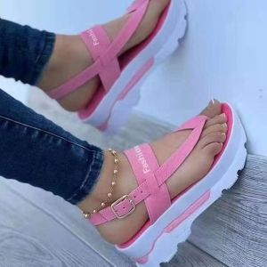 [Free Shipping] Summer Large Size Wedge Heel Flip-Flop Sandals For Women New Style Roman Sandals For Outdoor Wear