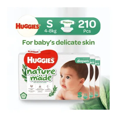 Huggies Platinum Naturemade S 70s Tape Diapers Case (Packaging may vary)