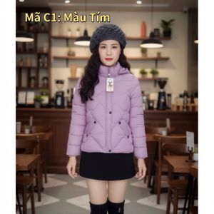 C1. Áo Phao Lông Vũ Siêu Nhẹ Dáng Lửng Nữ Có Mũ Tháo Rời Nhiều Size S-4XL Chất Mềm Mại Giữ Ấm tốt phù hợp thời tiết lạnh Mùa Đông