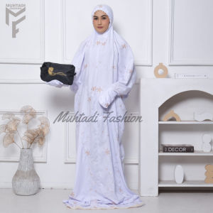 Mukena Blouse Terusan Dewasa Putih Bordir Premium Mukena SatuKapat Mukena Tangan