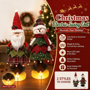 Lighted Santa Claus or Snowman Doll Spring Wiggle Ornament Luminous Base Festive Tabletop Xmas Gift