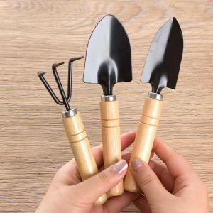 【1-3 Days Delivery】3pcs Mini Garden Tool Set – Shovel Rake and Spade with Wooden Handles