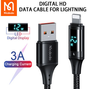 Mcdodo 12W Cáp USB Lightning 3A sạc điện thoại Iphone nhanh 14 13 12 11 Pro Max X XS XR 8 iPad iOS 14 Màn hình hiển thị kỹ thuật số sạc dây dữ liệu