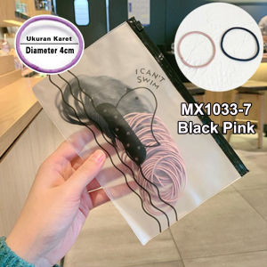 COD Ikat Karet Rambut H144 100pcs+pouch Warna Polos Gaya Korea / Ikat Rambut Elastis MX1033