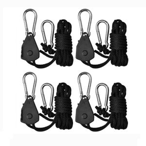 4PCS Camping Tent Tie Down Rope Tightener Fastening Pulley Ratchet Hangers Awning Rope Hook Canopy Buckle Rope Tightening Tool