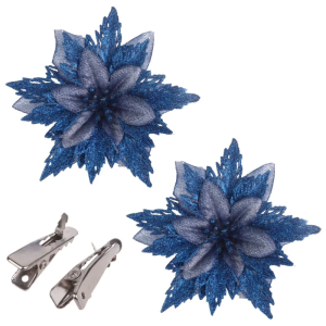 2pcs 15cm Christmas Glitter Poinsettia Faux Flowers Christmas Flowers Decorations Wedding Xmas Tree New Year Ornaments