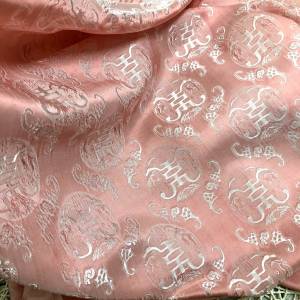 Vải lụa may áo dài tơ tằm Palacesilk văn thọ dơi hồng cam1 siêu nhẹ#mềm mượt#thoáng mát