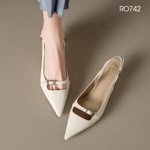 [ẢNH THẬT-FREESHIP] Giày nữ mũi nhọn quai sau ROSATA RO742 - 4p - Đen Kem - BKSTORE