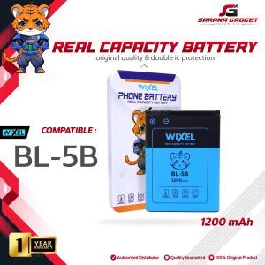 WIXEL Baterai BL-5B Nokia 3220 3230 5070 5140 5140i 5200 5300 XpressMusic 5500 Sport 6020 6021 6060 6060v 6070 6080 6120 6121 Classic 7260 7360 N80 N90 Double Power Real Capacity Batre Batrai Battery Original Ori Dual BL5B