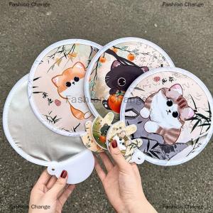 [COD] Fashion Change Portable Cartoon Folding Fan Kawaii Creative Foldable Fan Cool Summer Hand Fan Flying Disk Pocket Cloth Fan Gifts For Kids
