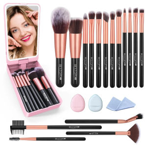 Bestope pro makeup brushes with case 20PCs travel makeup brush set Foundation Concealer blush eyeshadow brush set contour