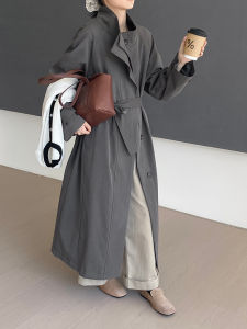 2026 Early Fall Women Lapel Solid Long Oversized Waist-Tied Elegant Trench Coat