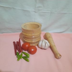 Lumpang Kayu Kecil Tinggi 12-13 cm Cocok untuk Tumbuk Jamu Bumbu Rujak Bahan Kayu Mahoni