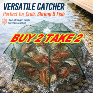 【BUY 2 TAKE 2】4/8/16 Strengthened 6-16 Holes Automatic Fishing Net Shrimp Cage Nylon Foldable Crab Fish Trap Cast Net Cast Folding Portable Automatic Folding Umbrella Trap Type Fishing Net Nylon Crab Shrimp Net Fish Trap Cast Net