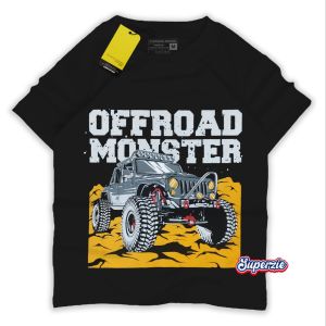 Kaos anak laki laki lengan pendek usia 4-12 tahun motif kendaraan jeep offroad warna hitam bahan katun premium 30s