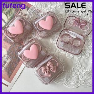 fufeng Kính áp tròng trường hợp màu hồng trong suốt tình yêu cung Kính áp tròng trường hợp cô gái cầm tay vẻ đẹp học sinh hộp lưu trữ chăm sóc mắt container hộp