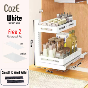 CozE Carbon Steel Kitchen Sink Storage Shelf Rack With Removable and Pull Out Drawer For Spice