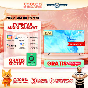 [Google TV]COOCAA TV 65 inch Y72 - Smart TV - 4K - UHD - Netflix/Youtube - Google Assistant - Dolby Audio - Low Blue Light - Flicker Free - Bluetooth - Mirroring - WIFI - HDMI/USB/LAN(COOCAA 65Y72)
