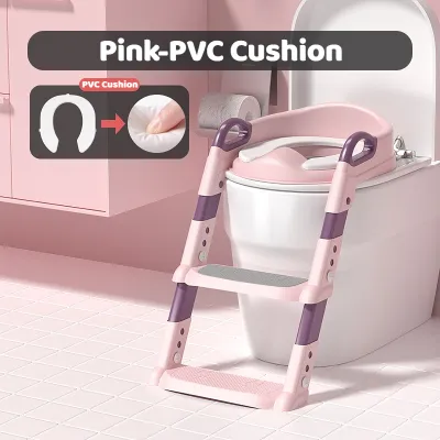Foldable Baby Toilet Seat Kids Toilet with Adjustable Ladder Child Potty Toilet Trainer Seat