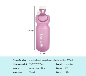 ecentio sport botol minum 750ml botol air sport plastic bottle tempat minum bpa free