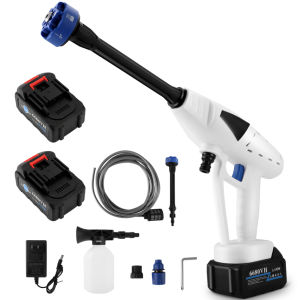 Cordless Pressure Cleaner Portable Pressure Washer Lightweight Cordless Jet Wash Car Washer With 6.0Ah B-attery Foam Generator Nozzle Water Pump 5M Hose (21V(2x6.0Ah B-attery))