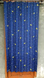 (Gorden Termurah) Gorden Plisket Motip Bulan Bintang Bahan Katun Tebal Model Kawat S