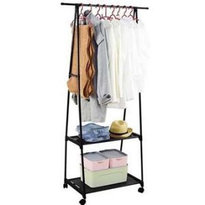 𝗦𝗜𝗠𝗣𝗟𝗘 TRIANGLE EASY MOVE Metal Clothes Rack Hanger With Wheels / Rak Pakaian Baju Segitiga Logam Gantung Besi
