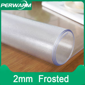 (2mm Frosted Rectangle)PVC Frosted Crystal Protector for Dining Room Table-1/1.5/2/3mm Thick All Size Customizable Waterproof Oil Resistant Soft Glass Desk Plastic Protective Pad Kitchen Wood Grain Vinyl Tablecloth Cover Anti-scald Anti-oil