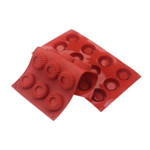 12 lỗ Hình tròn xoáy Hình dạng khuôn bánh silicon Tự làm Mousse tráng miệng Nướng bánh rán Thực phẩm cấp silicon Khuôn nướng sô cô la 2026