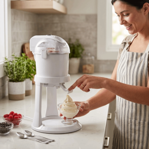 ZGNAY MALL Mini Size Ice Cream Maker Automatic Compact Size Frozen Dessert Maker Fun Simple Operation Mini Automatic Ice Cream Maker for EU DE UK US Homemade