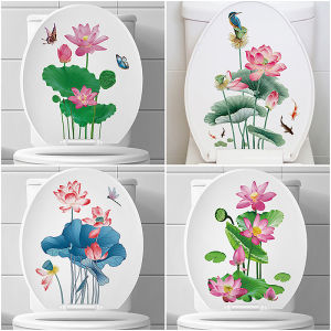 438178 ZXC สติกเกอร์ติดผนังห้องน้ำสติกเกอร์ติดผนังลายดอกไม้สำหรับห้องน้ำฝาห้องส้วมสติ๊กเกอร์มีกาวในตัวสำหรับตกแต่งบ้าน