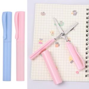 Gunting Kecil Portabel Bentuk Pulpen Gunting Kertas Anak Lipat Mini Lucu Warna Makaroni Alat Tulis Kreatif Siswa SH U69