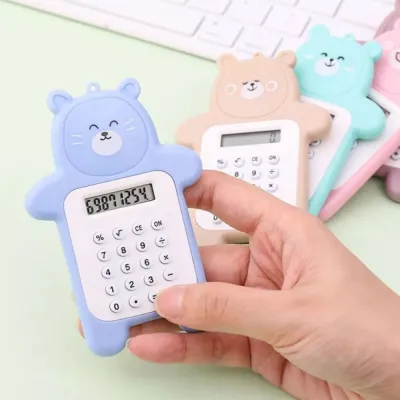 Kalkulator Saku Ekpresi Motif Kartun Bear Warna Unik Tombol Karet 8 Digit Multifungsi / Calculator Mini Portable Motif Beruang Lucu