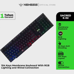 KEYBOARD GAMING NYK FULL SIZE K-02 - memiliki fitur khusus yaitu anti splash anti tumpahan dan percikan air - Black