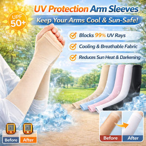 【UPF 50+】 Sunscreen Sleeves Ice Silk Sleeve Cover Sunscreen Summer Outdoor Thin Arm Protectors UV Resistant Cooling Cuff Long Lasting Sun