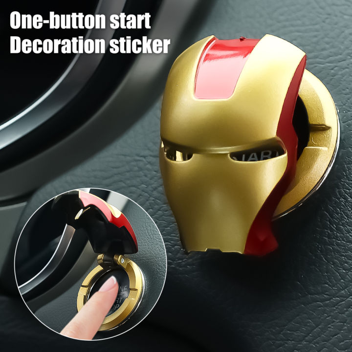 Car Iron Man Engine Ignition Onebutton Start Stop Protective Cover