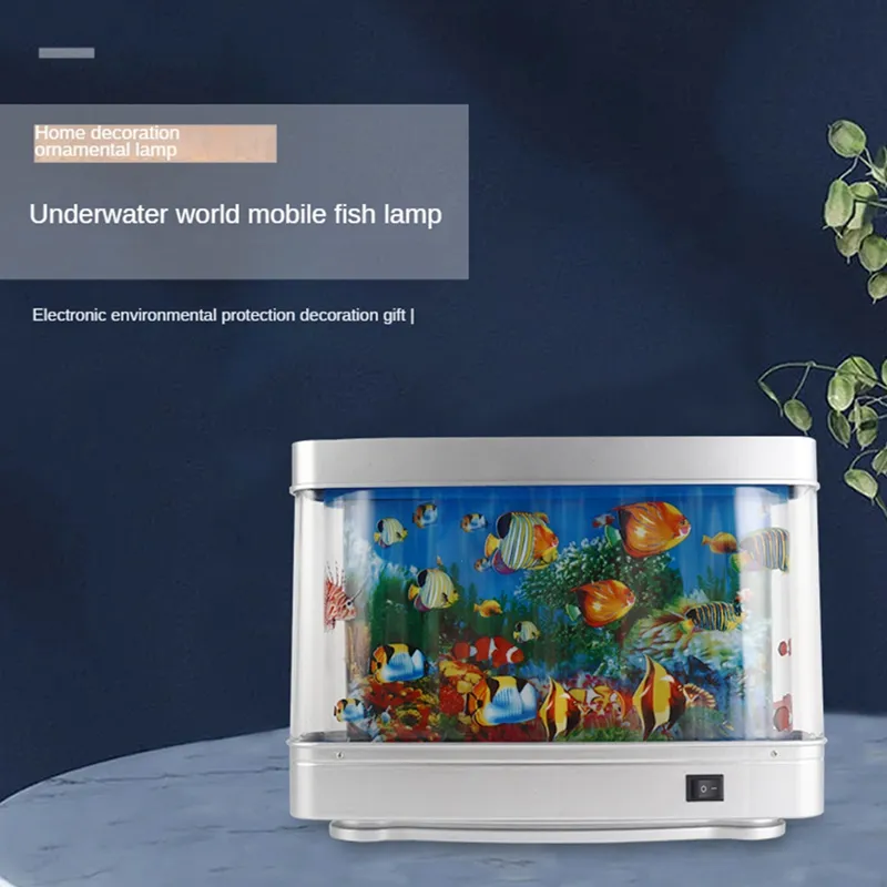Ornamental Fish Light Dynamic Virtual Ocean Dolphin Artificial Tropical  Landscape Cute Room Decoration EU Plug