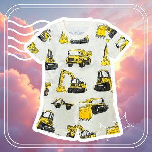Setelan Piyama Anak Cowok Motif Excavator Bahan Katun Ready Usia Anak 3 Bulan-10 Tahun