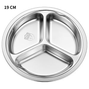 ChicLiving Round Divided Plate Food Tray Steaming Pan Anti Scald Handle Stainless Steel Dapur Rumah Tangga Canteen