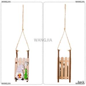 [COD] WANGJIA Christmas Tree Hanging Decor Wooden Christmas Sleigh Ornament Wood Gnomes Pendant Home Office Party DIY Christmas Decoration