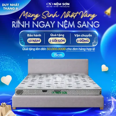 Nệm Foam Tổng Hợp 15cm - Chính Hãng Nệm Sơn - Êm Ái Bền Bỉ Vải Valize Thoáng Khí Nâng Đỡ Cột Sống Bảo Hành 10 năm