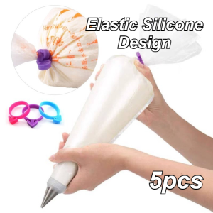 Silicone Piping Bag Ring Set Decorated Bag Silicone Fixing Sealing Binding Rope Baking Accessories