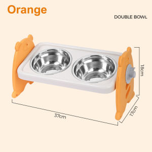 Cat Bowl Stainless Steel Double Bowl Food Water Bowls Height Adjustable Neck Protection Elevated Pet Feeder