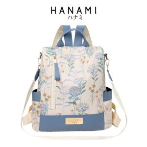 HANAMI Tas Ransel Simple Terbaru Elegent Kuliah Sekolah Mayumi Biru Premium Wanita TA1171B2 Backpack