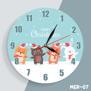 Jam Dinding Kayu Souvenir Hadiah Natal Tahun Baru Unik Merry Christmas Happy New Year MER-07