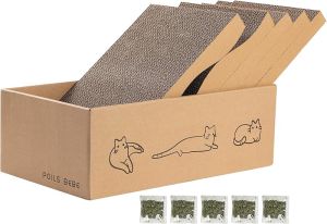 Poils bebe L Cat Scratching Post 26.8 Inch Indoor Cat Scratching Post Furniture Cat Scratching Board Cardboard Cat Scratch Ball Toy Catnip Large Size